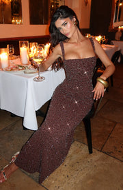 Carmina | Robe longue prune brillante