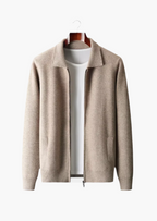 Cardigan con cremallera de lana merino extrafina tipo polo