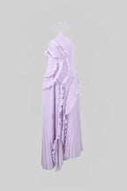 Nina | Vestido Midi Halter Plisado Lavanda