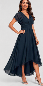 Julita – Vestido de noche fluido con escote en V
