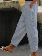 Linaya - Pantalones a Rayas con Botones