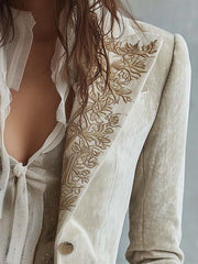 Costanza | Ivory Embroidered Suit Blazer