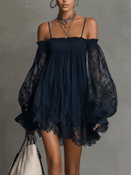Noelia | Vestido Mini Chiffon Azul Navy