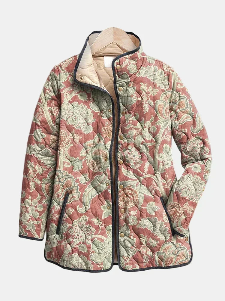 DELACROIX | Pauline Terracotta Damask Quilted Jacket