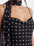 Alessia |  Vestido Maxi de Lunares Negro