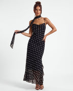 Alessia |  Vestido Maxi de Lunares Negro
