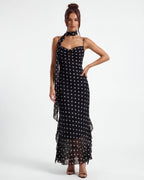 Alessia |  Vestido Maxi de Lunares Negro