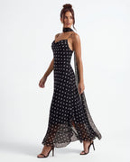 Alessia |  Vestido Maxi de Lunares Negro