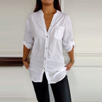 Blusa Negra con Detalles Brillantes de Corte Fluido