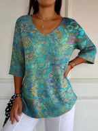 Bruna | Blusa fluida elegante con estampado refinado