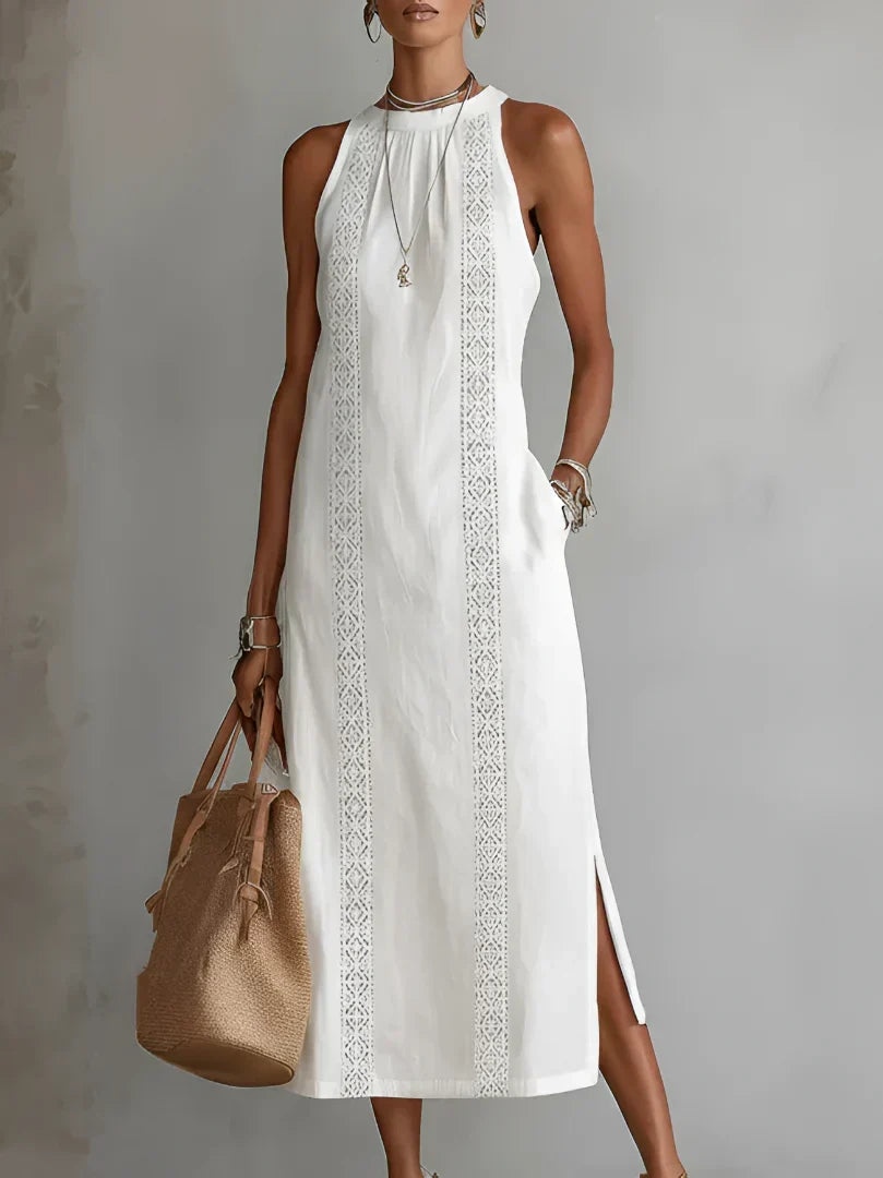 Valeria Robe Midi Élégante à Col Mao