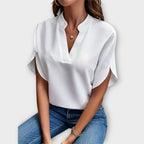 Blusa Veraniega Elegante con Cuello en V Suelto