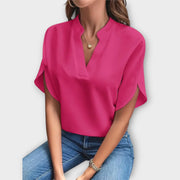 Blouse d'été élégante ample avec col en V