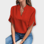 Blusa Veraniega Elegante con Cuello en V Suelto