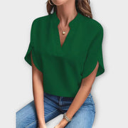 Blouse d'été élégante ample avec col en V