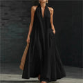 Clara Robe Maxi Halter en Coton et Lin