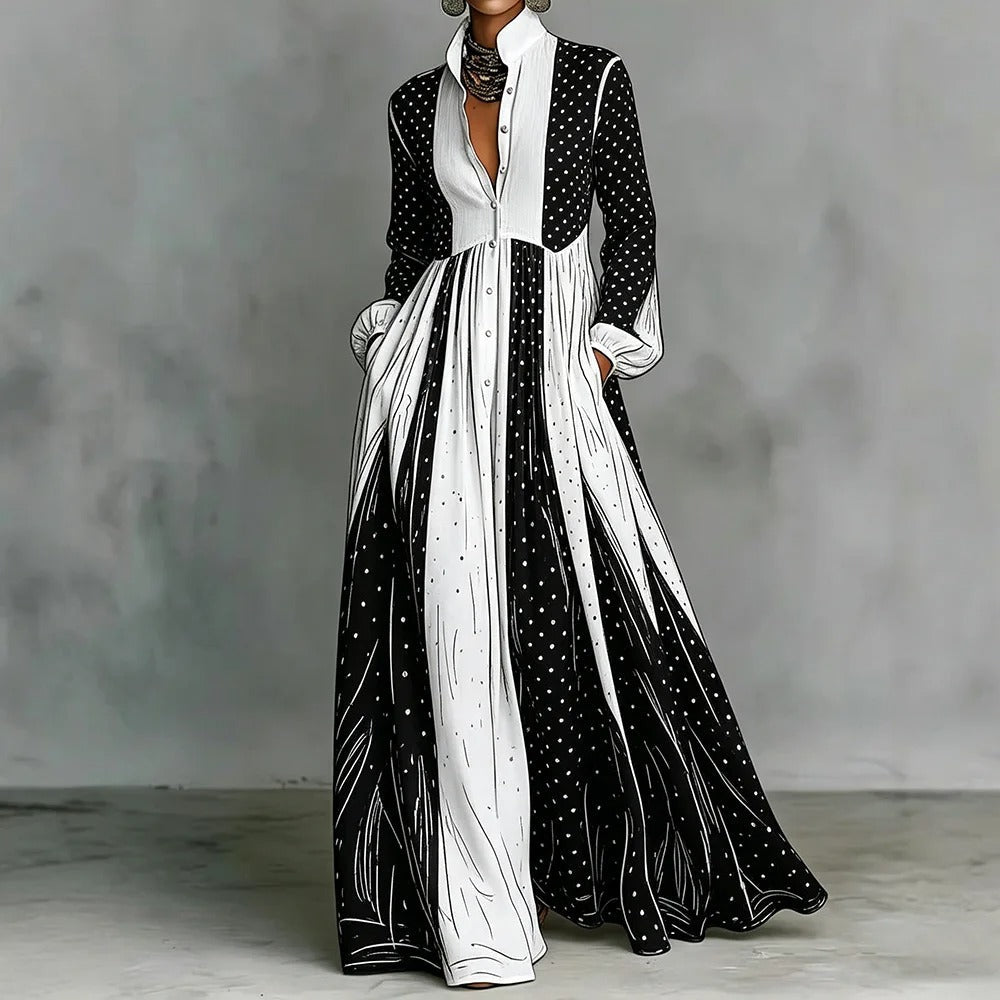 Serafina Robe Maxi Bicolore à Pois