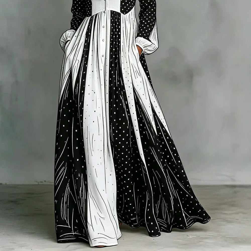 Serafina Robe Maxi Bicolore à Pois