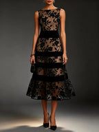 Odette Robe Midi en Tulle Brodé Floral