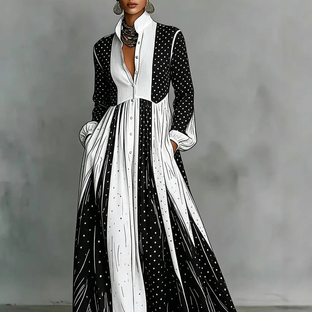 Serafina Robe Maxi Bicolore à Pois