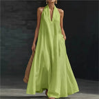 Clara Robe Maxi Halter en Coton et Lin
