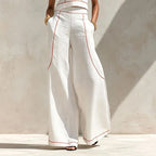 Inés Ensemble Deux Pièces avec Pantalon Palazzo et Détails Contrastants