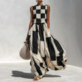 Noa Robe Maxi Géométrique Noir et Blanc