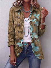 Guadalupe | Vintage Boho Ombré Floral Ruffle Jacket