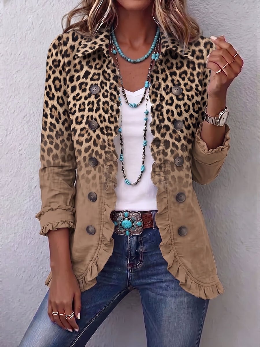 Natalia | Vintage Ombré Leopard Ruffle Jacket