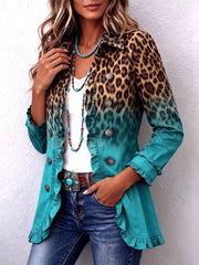 Rosa | Ruffled Blazer Jacket in Ombré Leopard