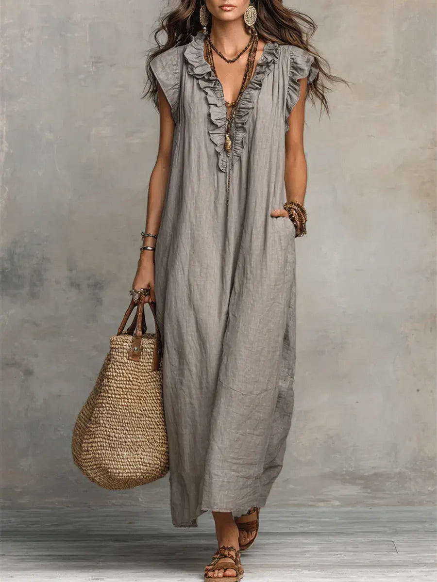 Camelia Robe Maxi Bohème à Encolure en V
