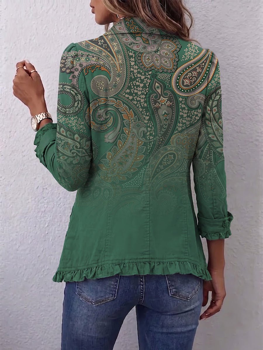 Montserrat | Boho Paisley Print Ruffle Jacket
