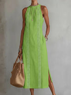 Valeria Robe Midi Élégante à Col Mao
