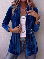 Leonor | Long-Sleeve Open-Front Jacket with Vintage Lapel Button