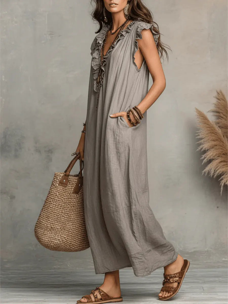 Camelia Robe Maxi Bohème à Encolure en V