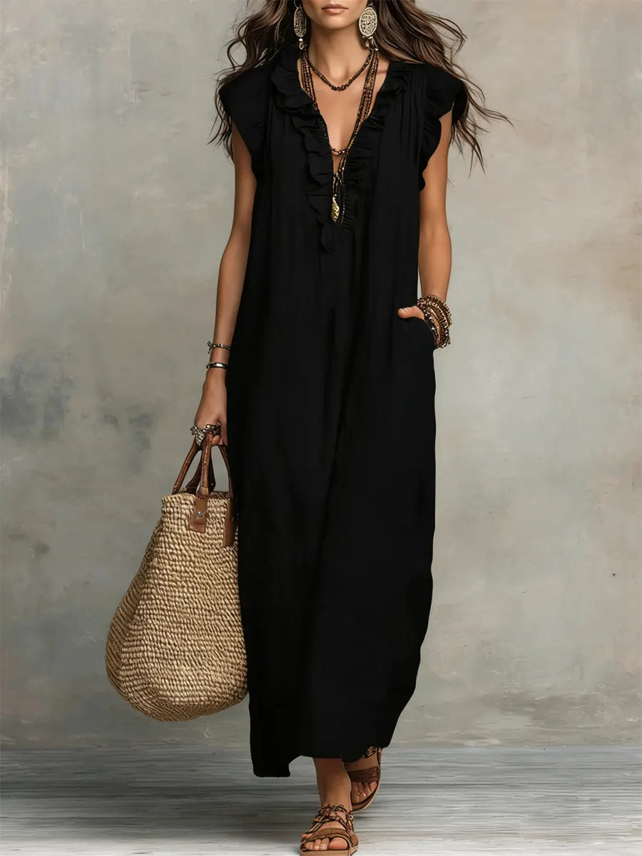 Camelia Robe Maxi Bohème à Encolure en V