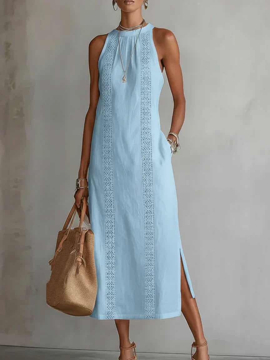 Valeria Robe Midi Élégante à Col Mao