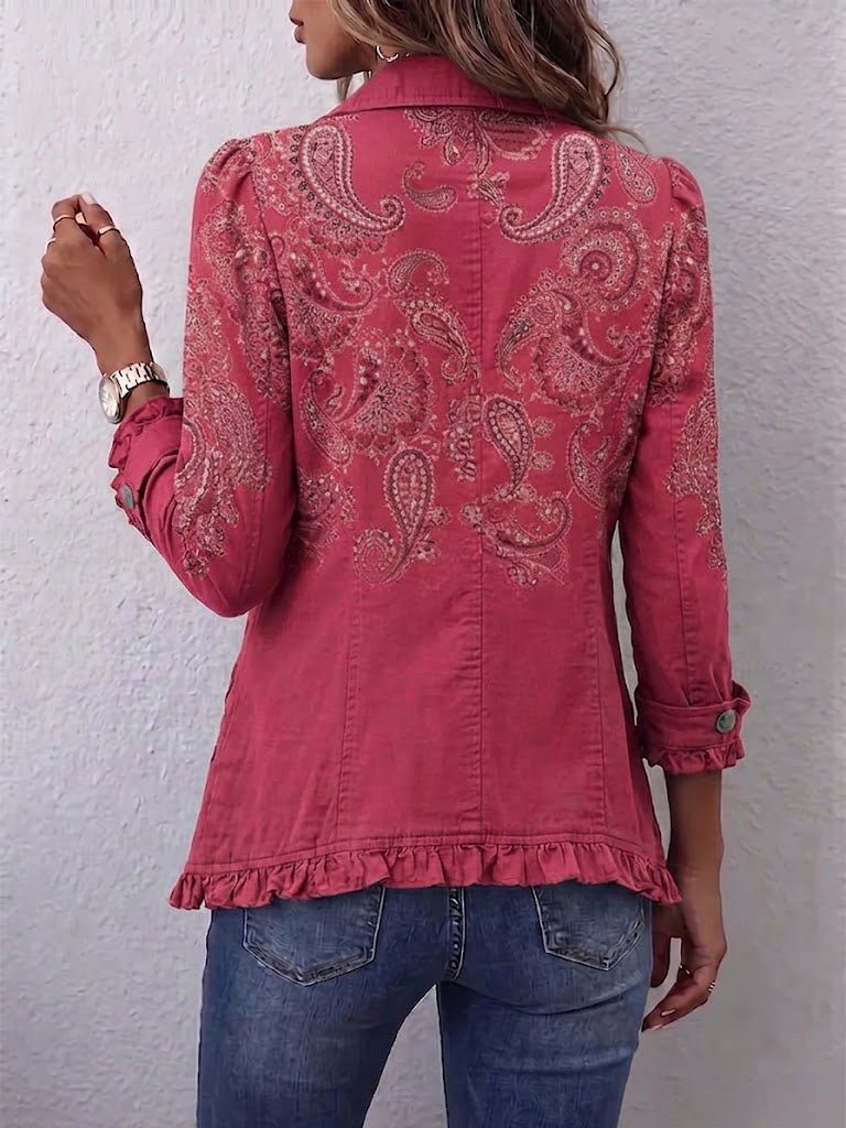 Manuela | Vintage Paisley Print Ruffle Jacket