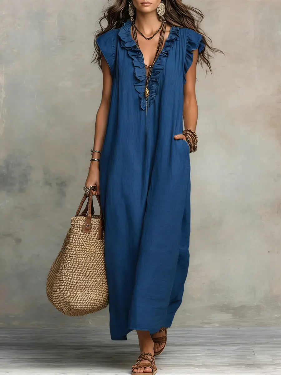 Camelia Robe Maxi Bohème à Encolure en V