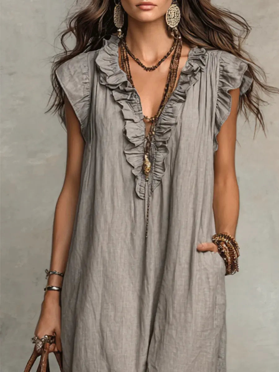 Camelia Robe Maxi Bohème à Encolure en V