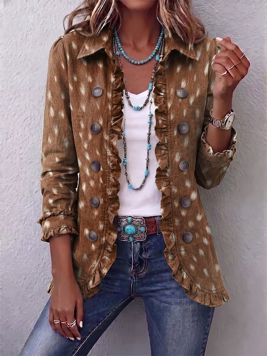 Salomé | Boho Animal Print Ruffle Jacket