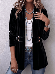 Leonor | Long-Sleeve Open-Front Jacket with Vintage Lapel Button