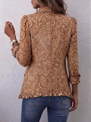 Consuelo | Vintage Boho Floral Print Ruffle Jacket