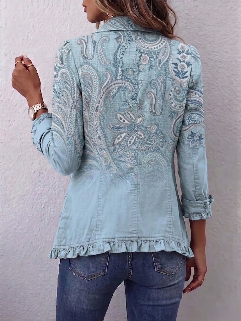 Irene | Vintage Paisley Print Ruffle Jacket