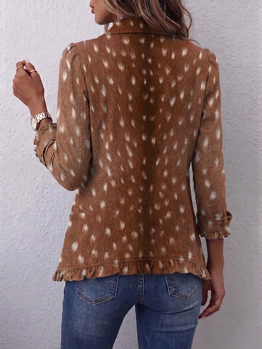 Salomé | Boho Animal Print Ruffle Jacket