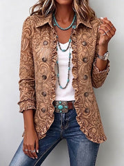 Consuelo | Vintage Boho Floral Print Ruffle Jacket