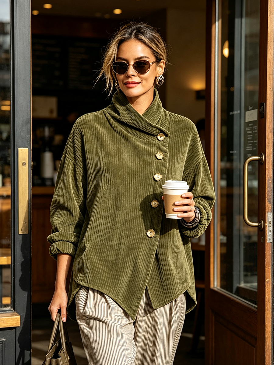 Colette | Suéter de pana color verde oscuro