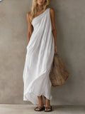 Adriana Robe Maxi Asymétrique Effet Lin