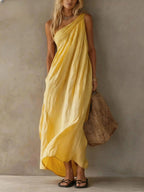 Adriana Robe Maxi Asymétrique Effet Lin